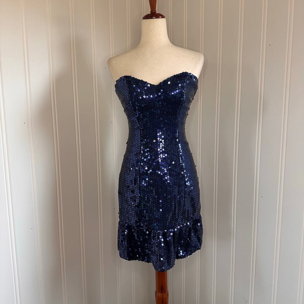 Vintage 80s/90s Blue Sequin Mini Dress size 4
